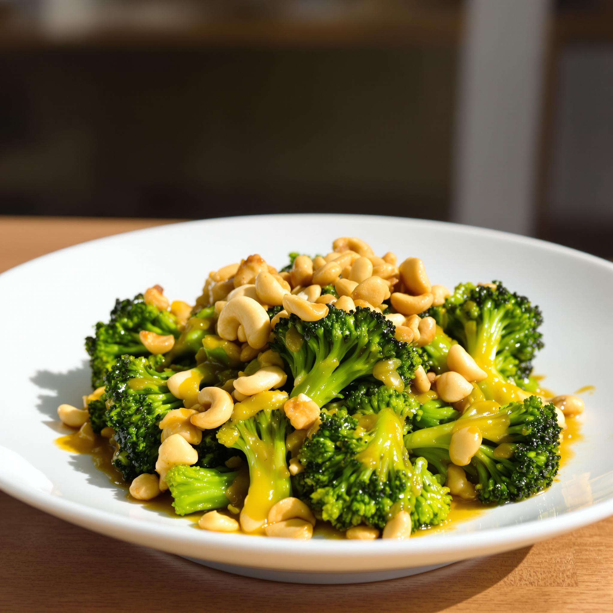 Broccoli with Garlic Butter and Cashews
