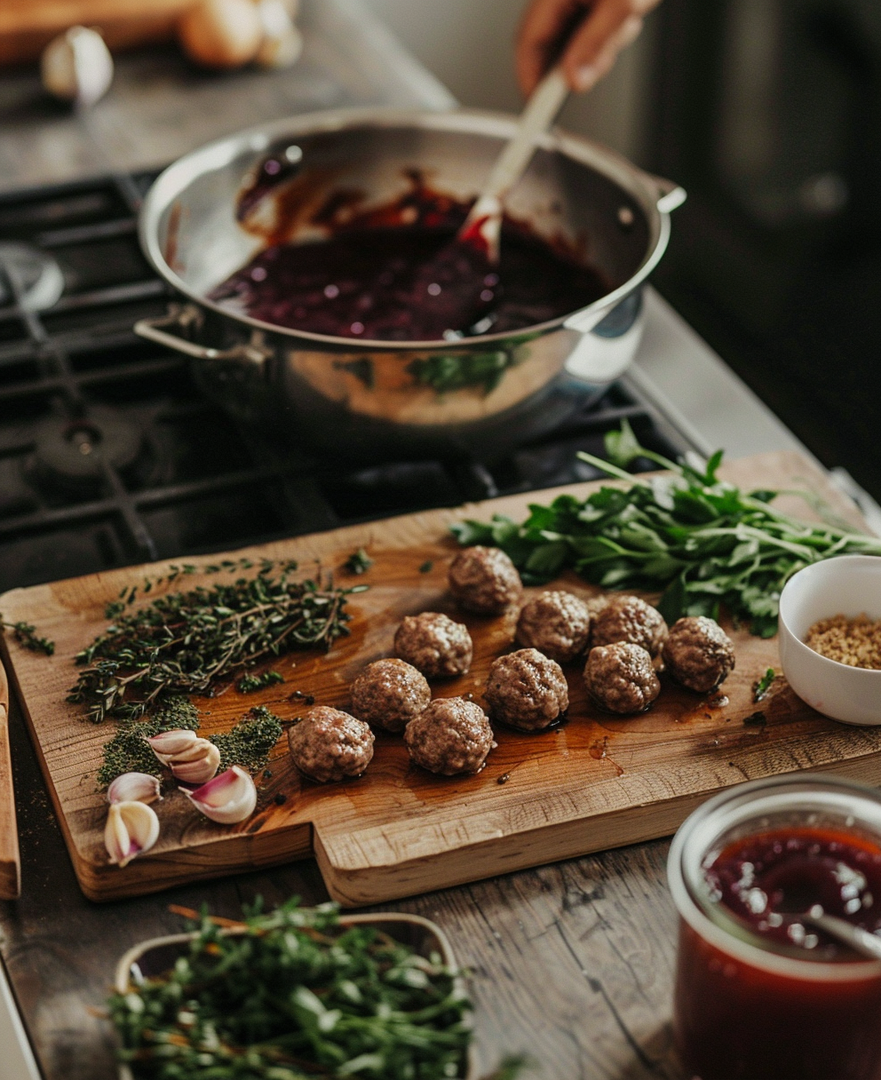 meatballs with grape jelly and bbq sauce