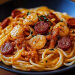 Creamy Chorizo Shrimp Spaghetti