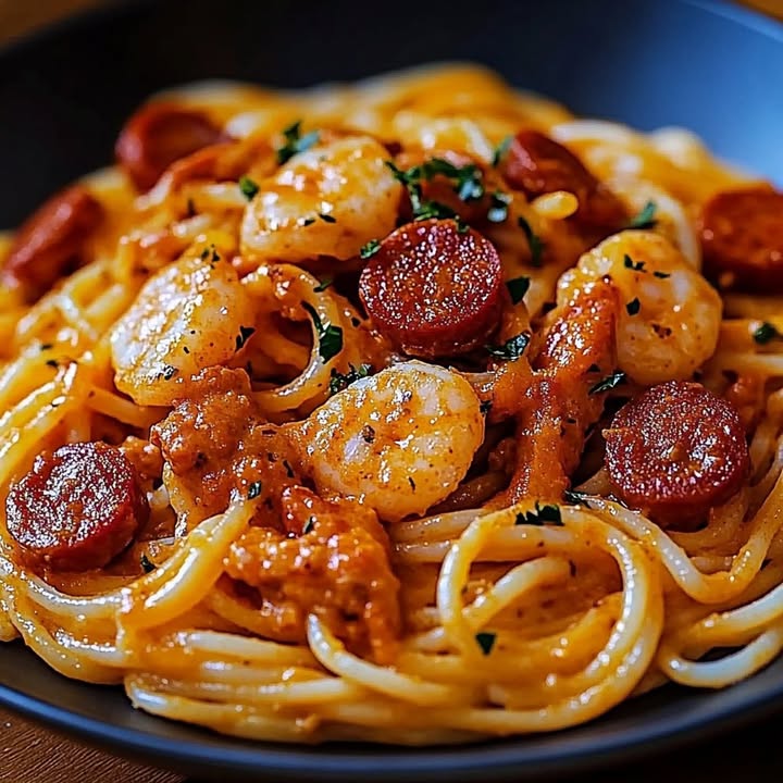Creamy Chorizo Shrimp Spaghetti