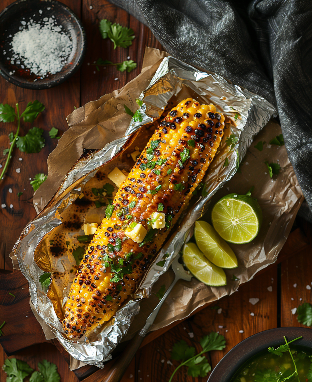 grilled corn in foil