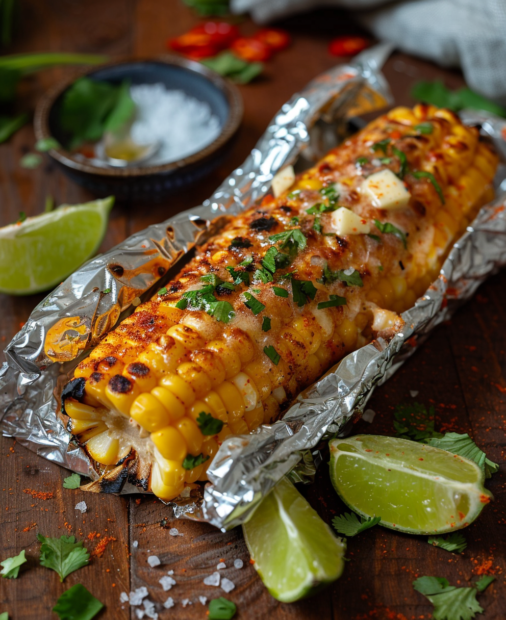 grilled corn in foil