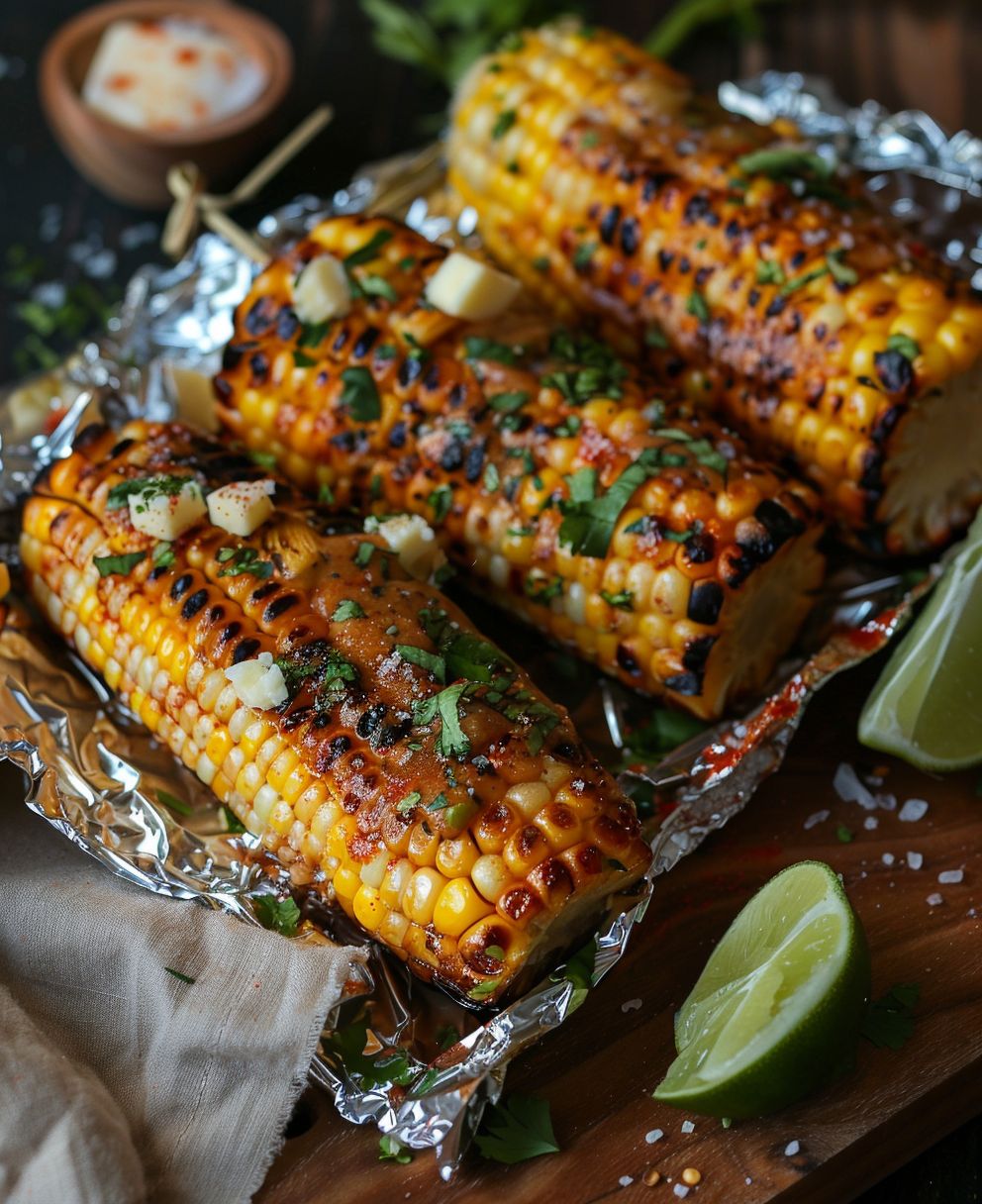 grilled corn in foil