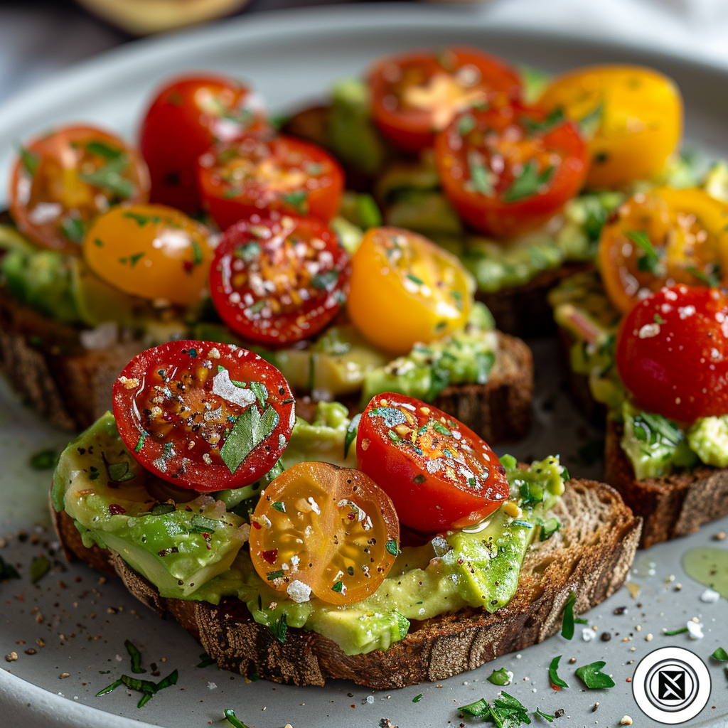 Avocado Toast Bites with Cherry Tomatoes