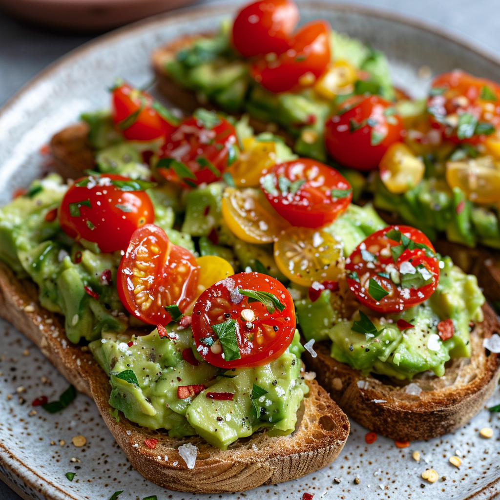Avocado Toast Bites with Cherry Tomatoes