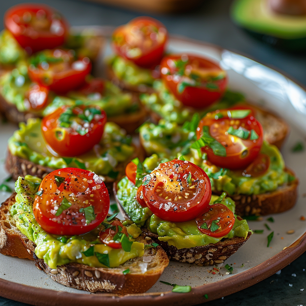 Avocado Toast Bites with Cherry Tomatoes