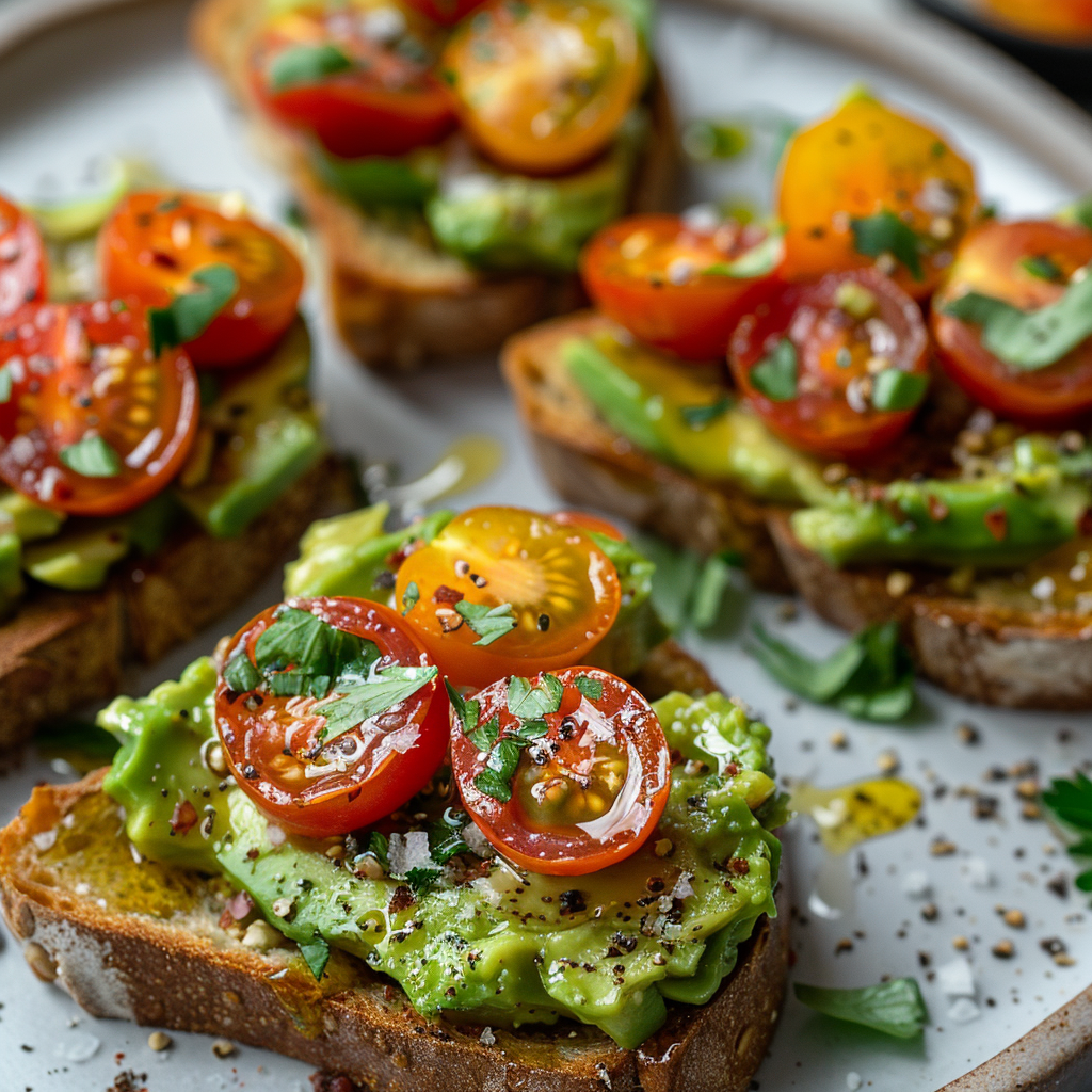 Avocado Toast Bites with Cherry Tomatoes