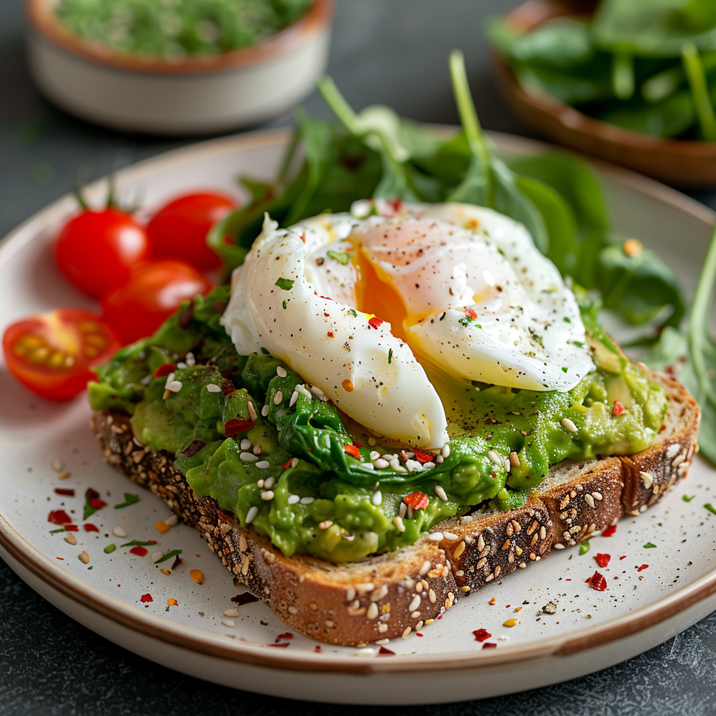 Avocado Toast with Poached Eggs and Spinach