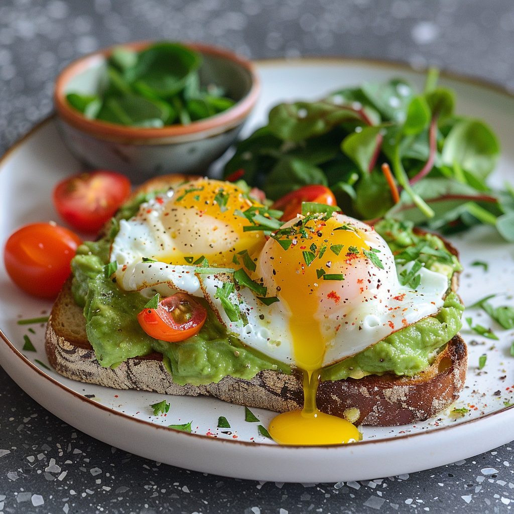 Avocado Toast with Poached Eggs and Spinach