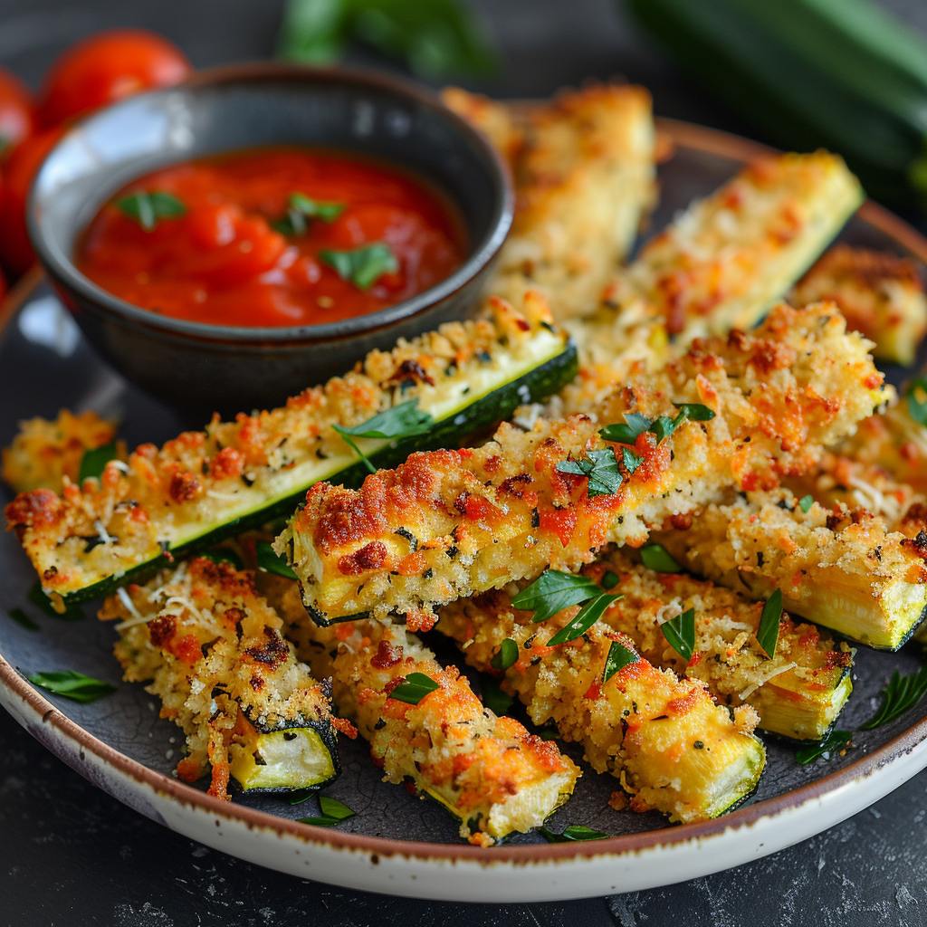 Baked Parmesan Zucchini Fries with Marinara