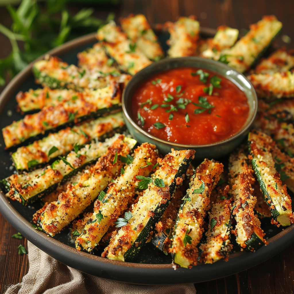 Baked Parmesan Zucchini Fries with Marinara