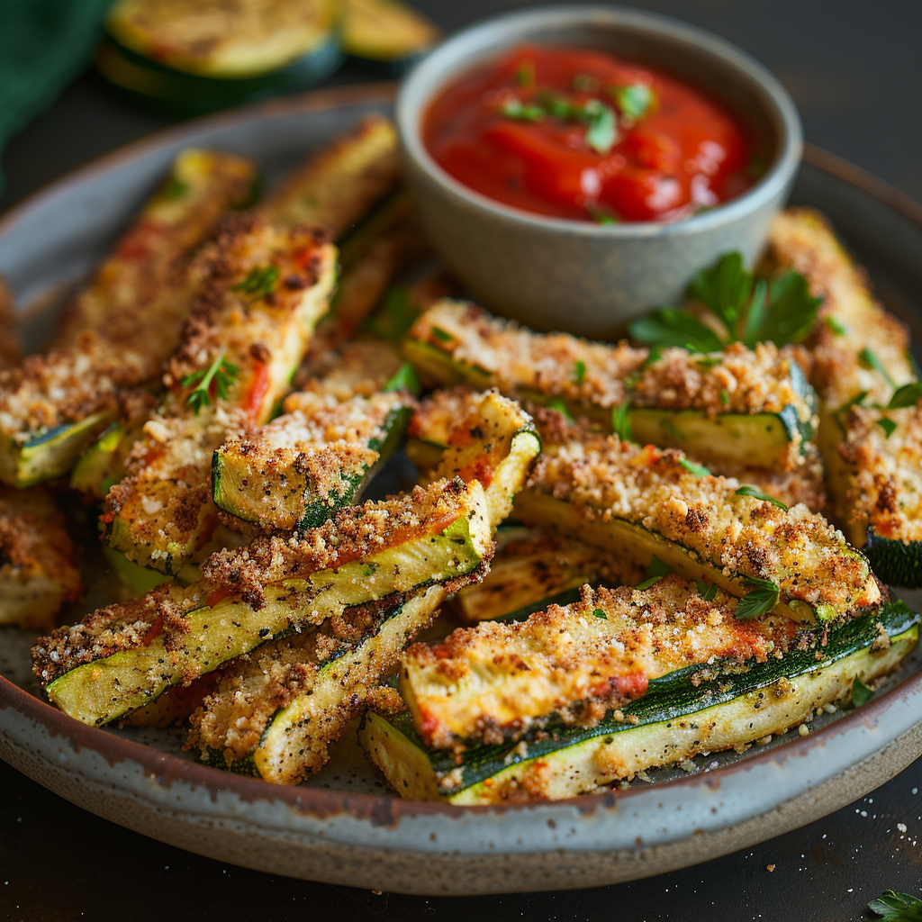 Baked Parmesan Zucchini Fries with Marinara