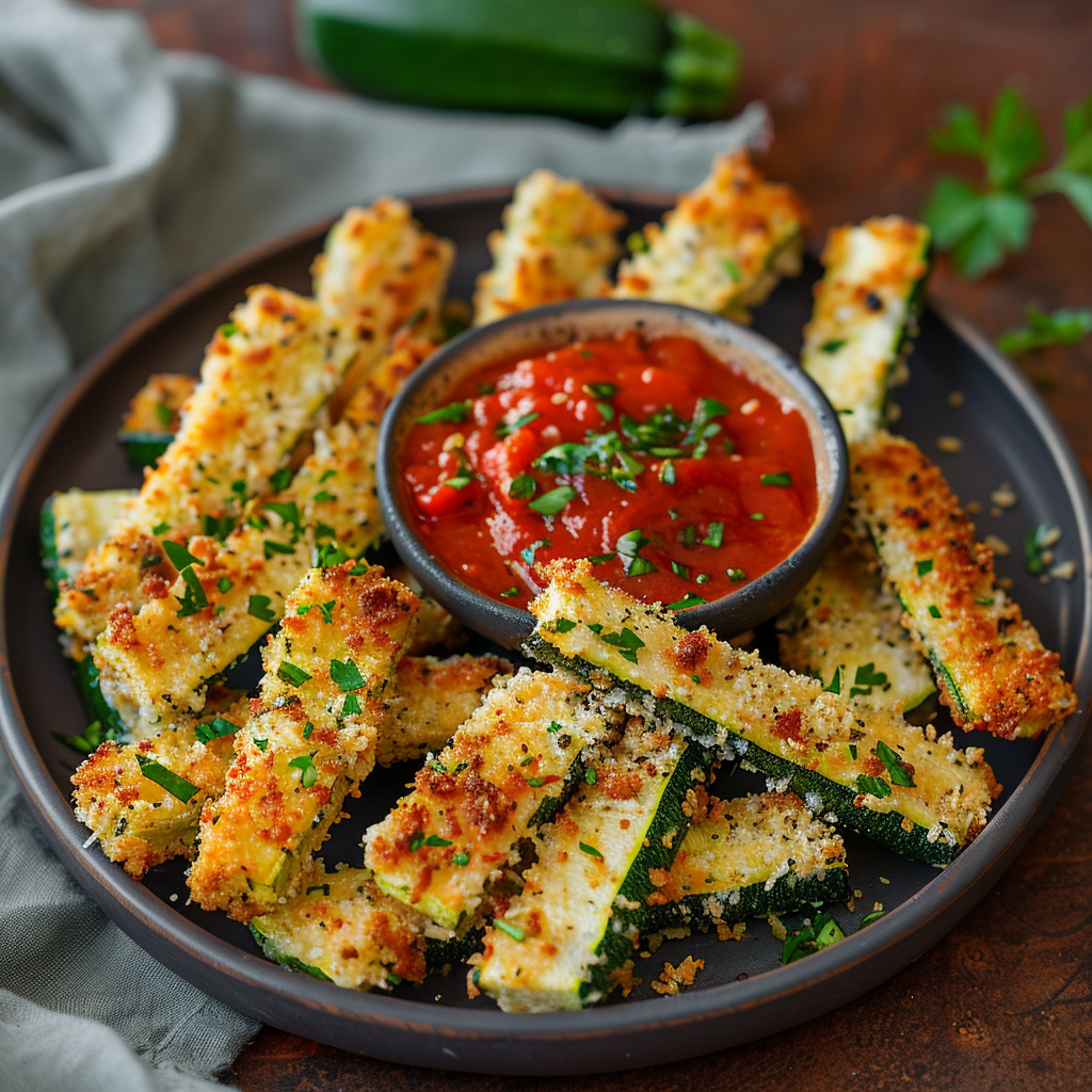 Baked Parmesan Zucchini Fries with Marinara