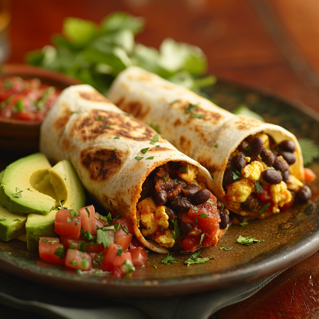 Breakfast Burrito with Eggs and Black Beans