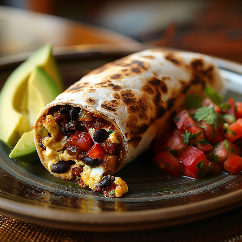 Breakfast Burrito with Eggs and Black Beans
