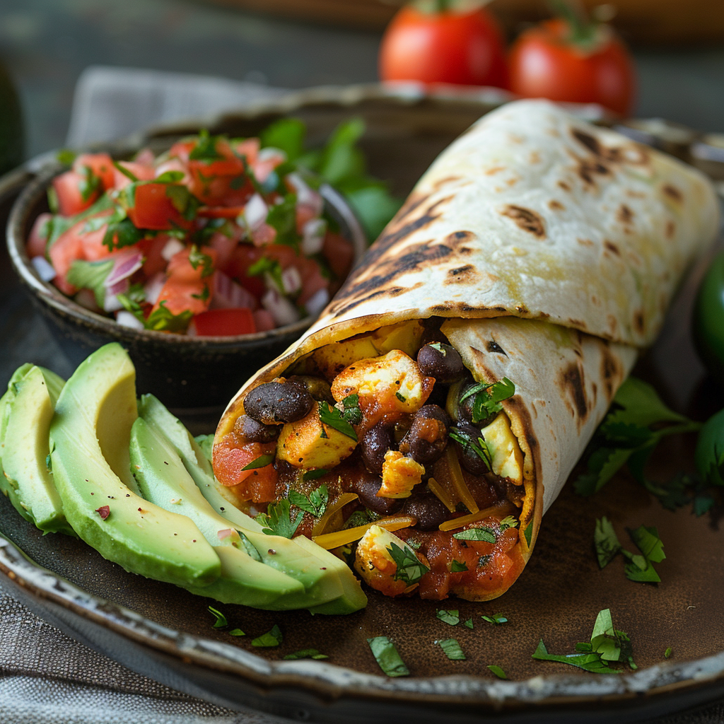 Breakfast Burrito with Eggs and Black Beans