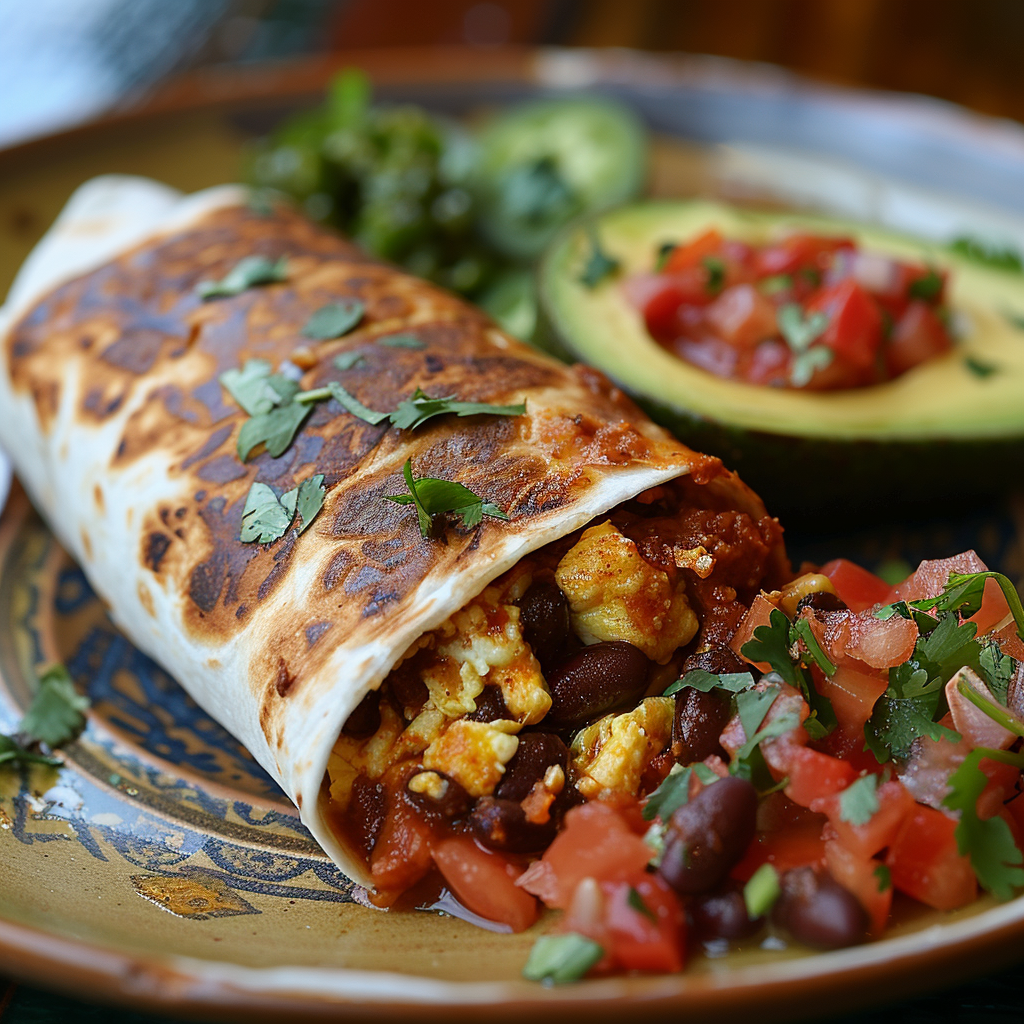 Breakfast Burrito with Eggs and Black Beans
