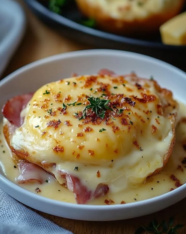 Cheesy Ham Eggs