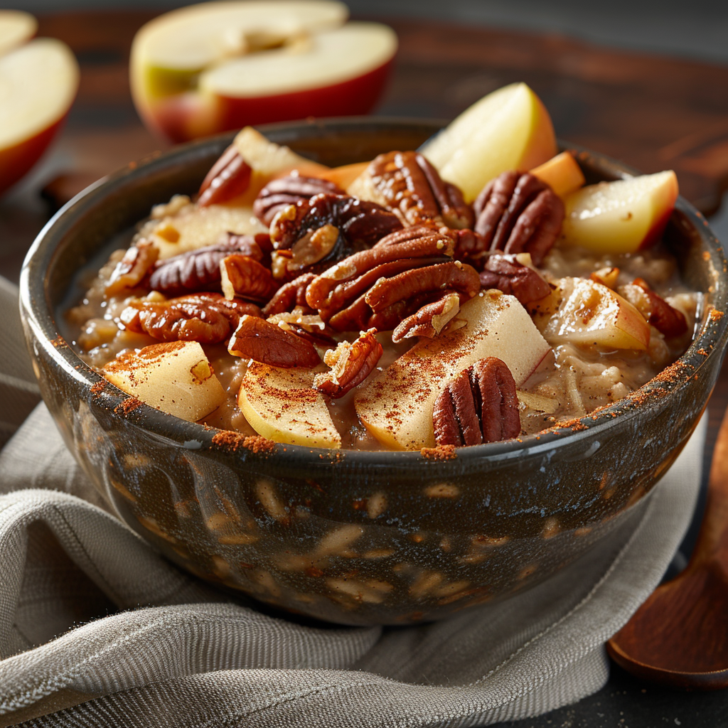 Cinnamon Apple Oatmeal with Pecans