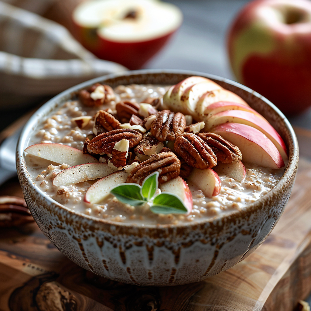 Cinnamon Apple Oatmeal with Pecans