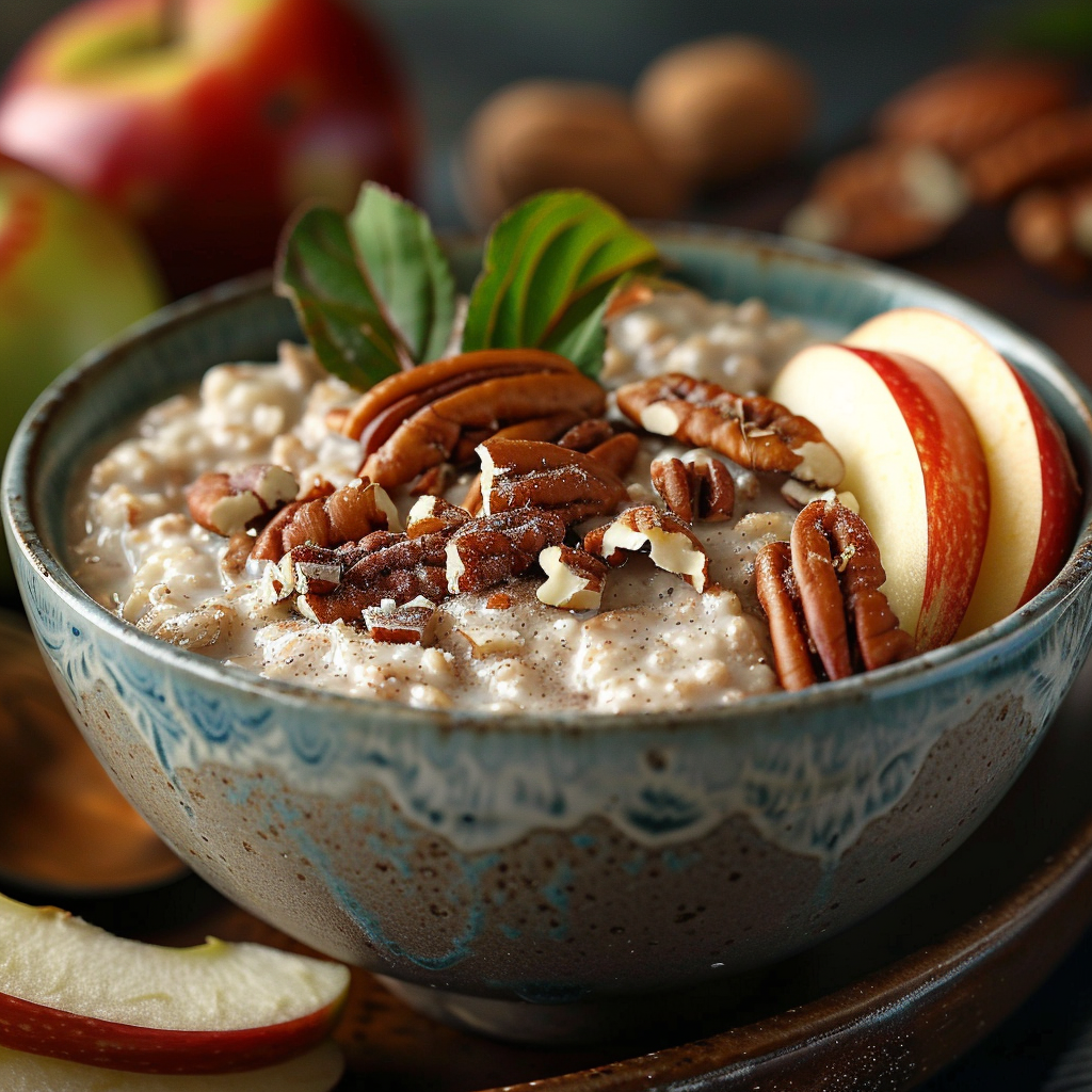 Cinnamon Apple Oatmeal with Pecans