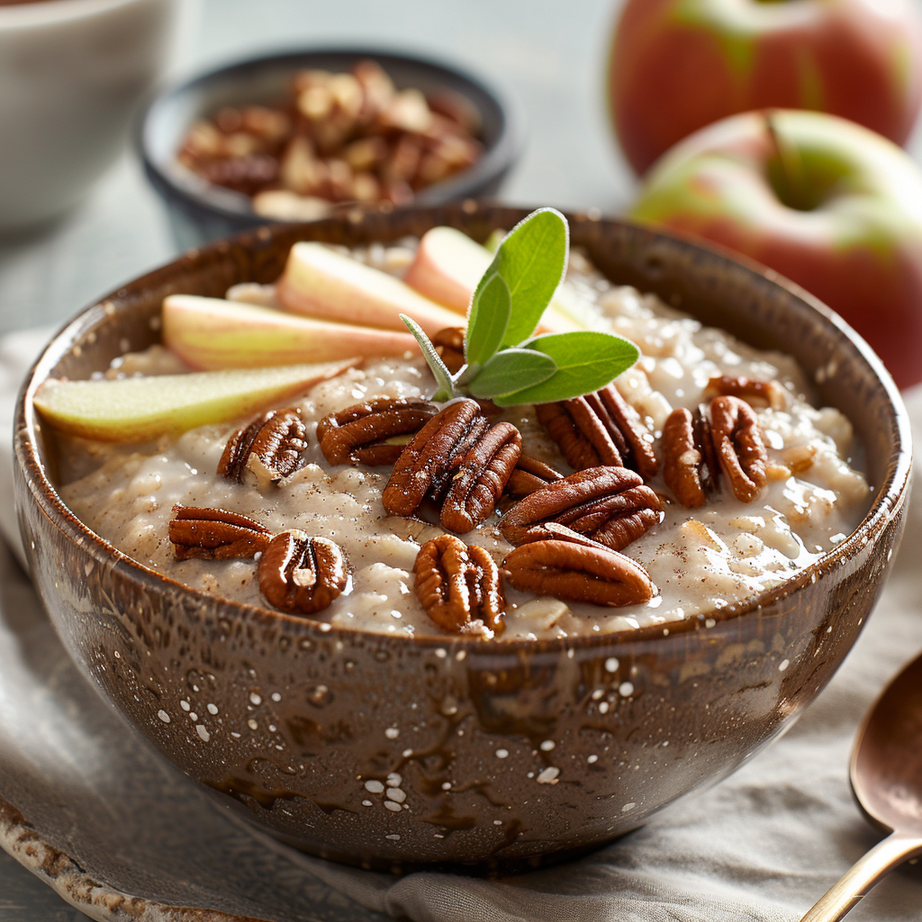 Cinnamon Apple Oatmeal with Pecans