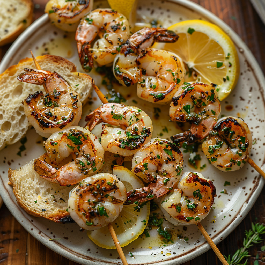 Garlic Butter Shrimp Skewers for Appetizers
