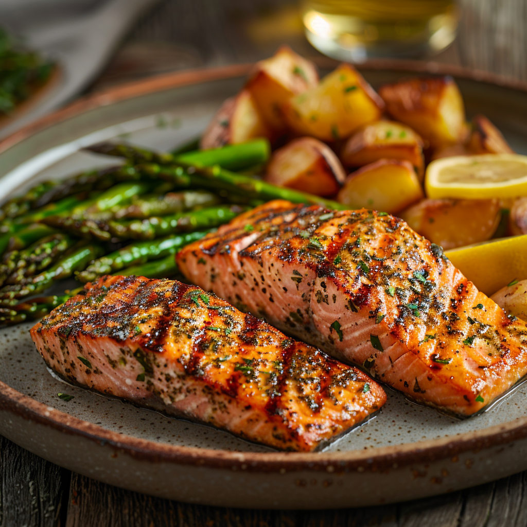 Grilled Lemon Herb Salmon with Asparagus