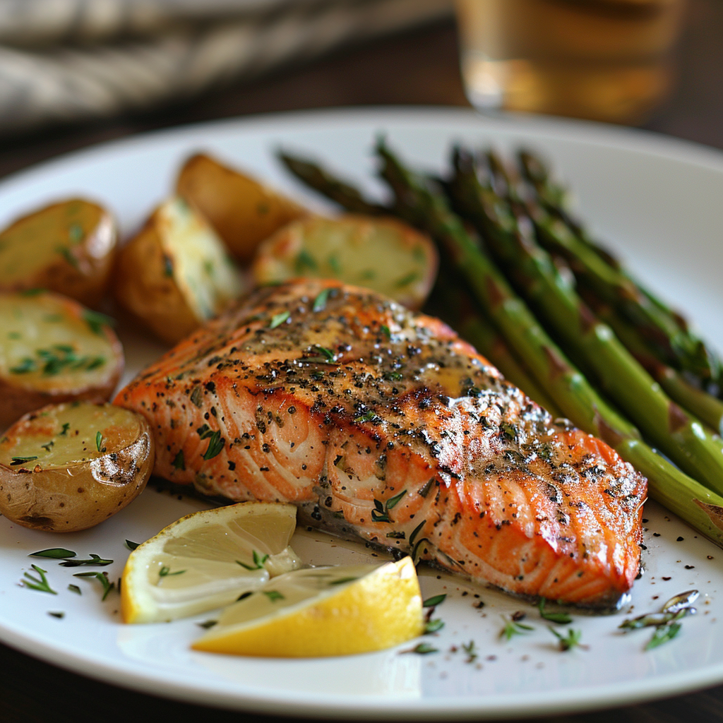 Grilled Lemon Herb Salmon with Asparagus