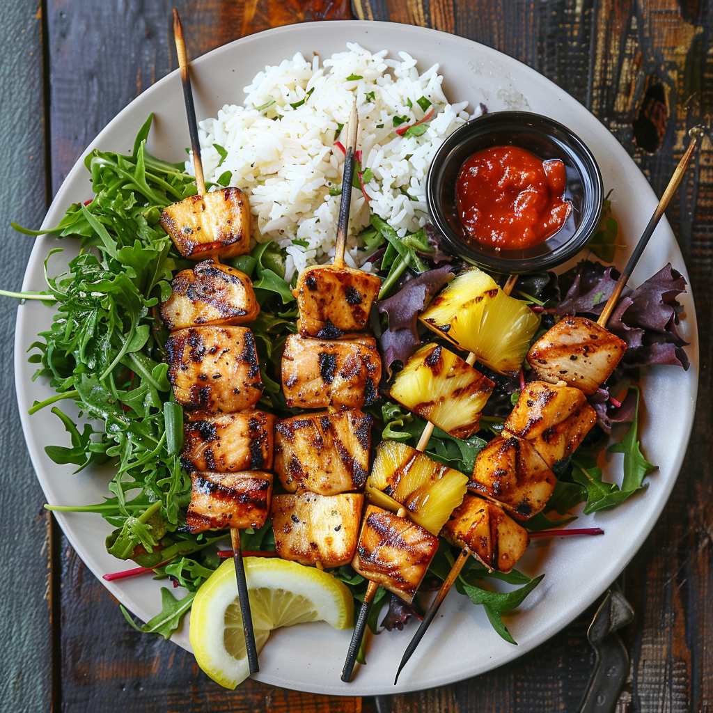 Grilled Pineapple and Chicken Skewers