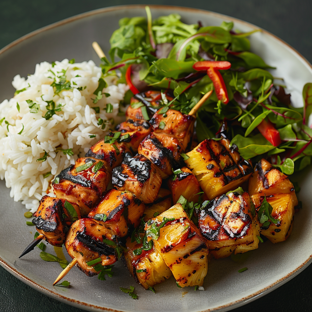 Grilled Pineapple and Chicken Skewers