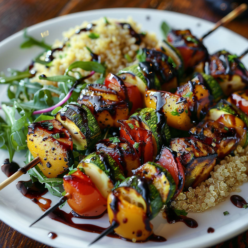 Grilled Vegetable Kabobs with Balsamic Glaze