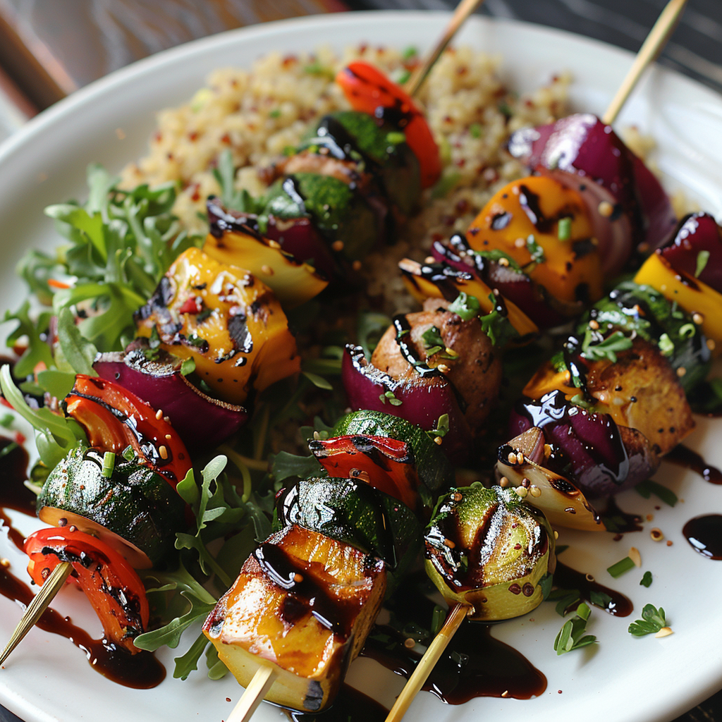 Grilled Vegetable Kabobs with Balsamic Glaze