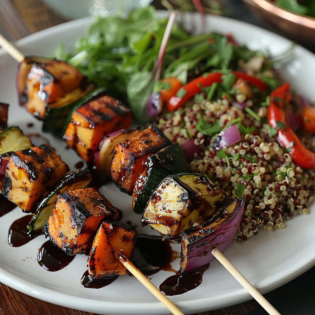Grilled Vegetable Kabobs with Balsamic Glaze