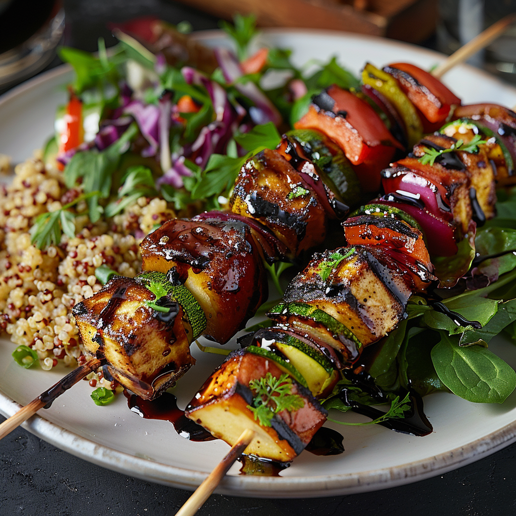 Grilled Vegetable Kabobs with Balsamic Glaze