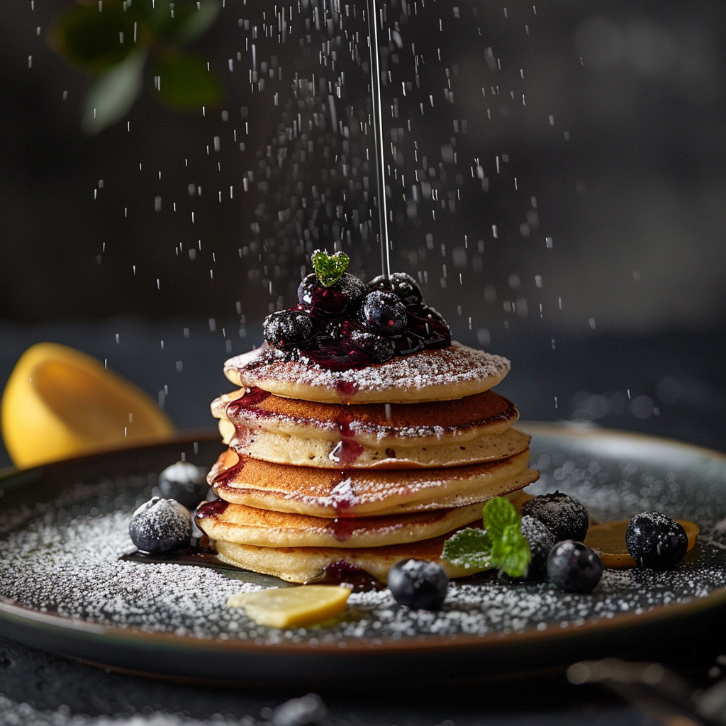 Lemon Ricotta Pancakes with Blueberry Compote