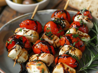 Mini Caprese Skewers with Balsamic Glaze: Effortlessly Elegant Appetizers