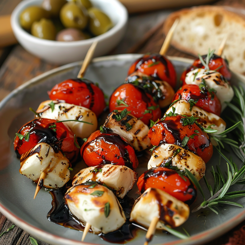 Mini Caprese Skewers with Balsamic Glaze