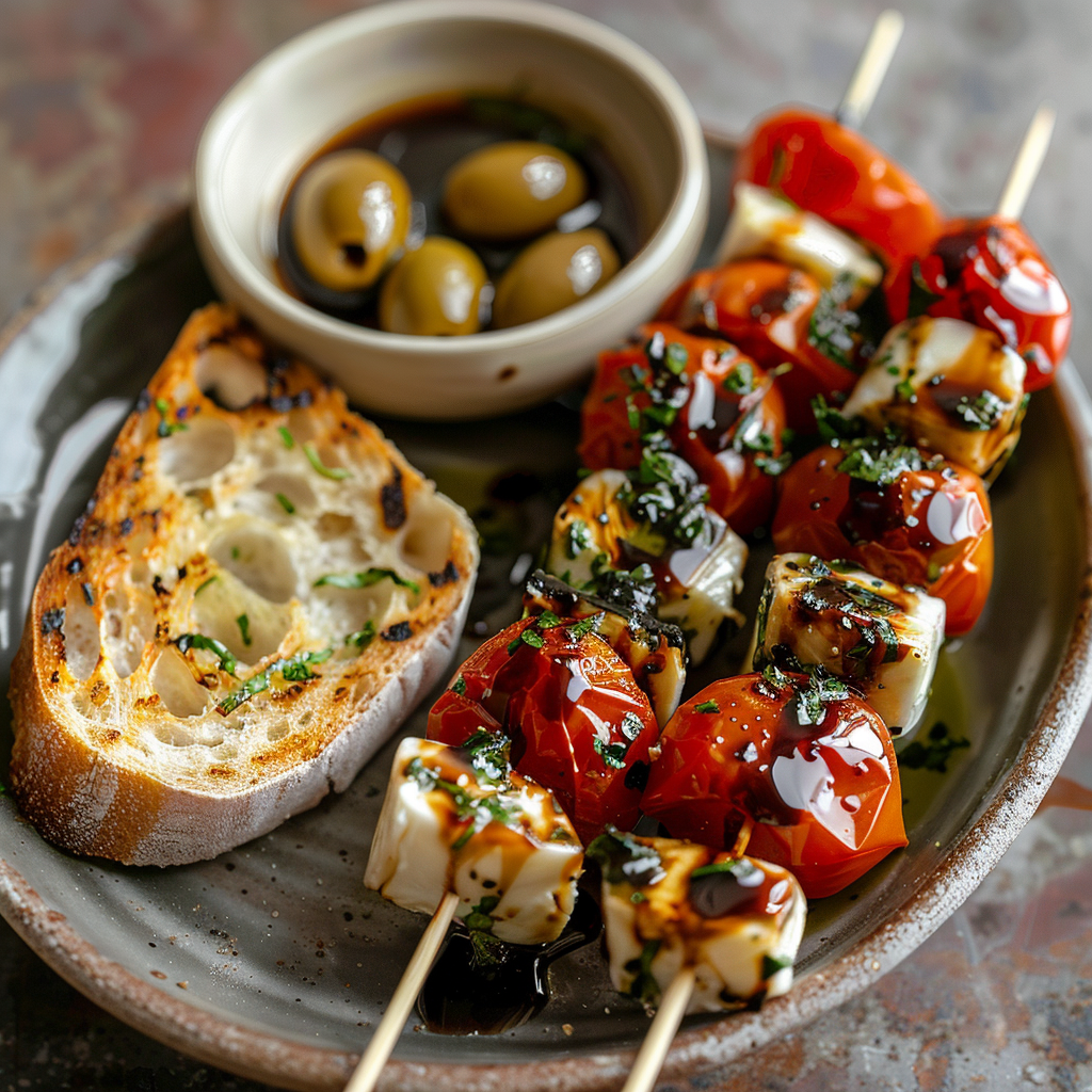 Mini Caprese Skewers with Balsamic Glaze