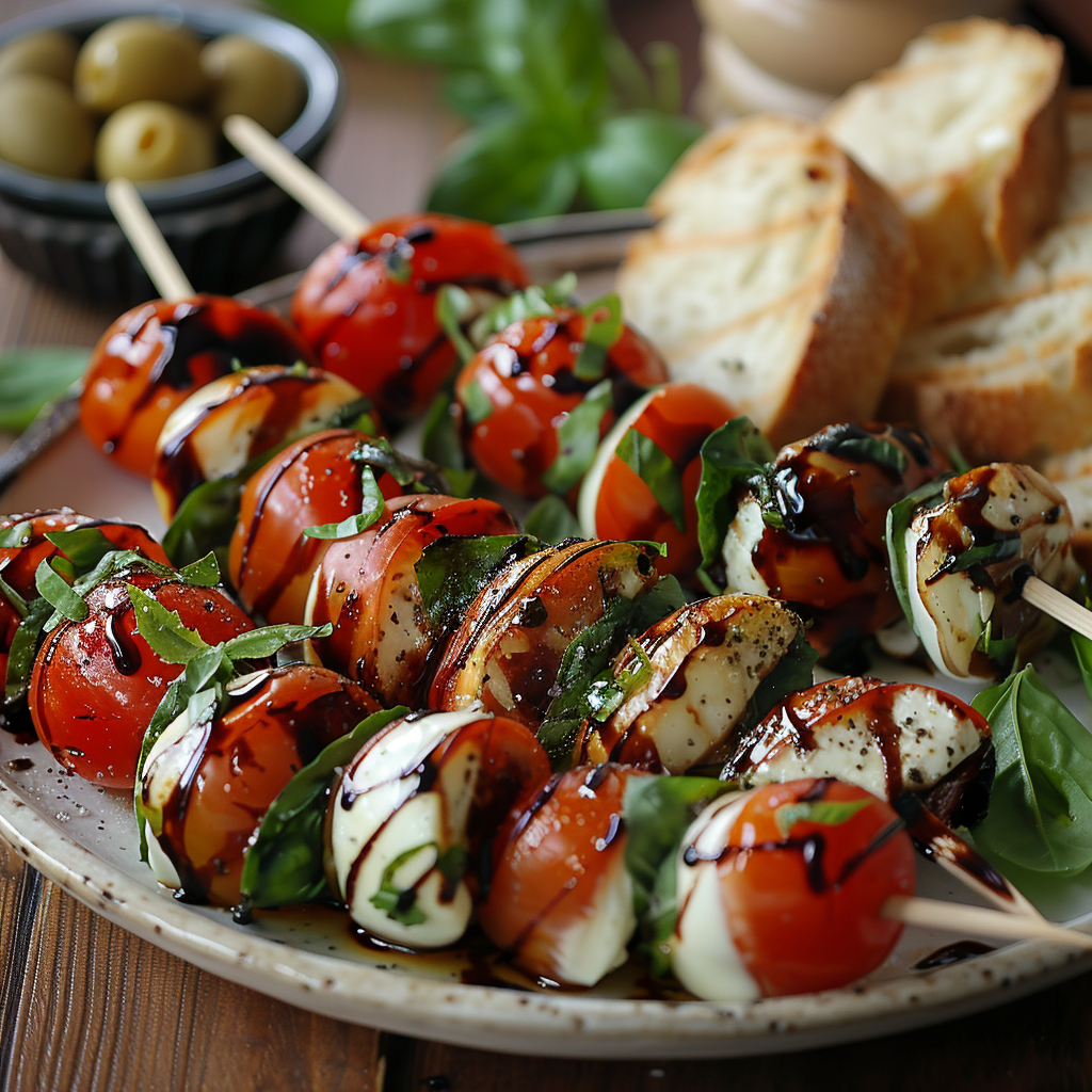 Mini Caprese Skewers with Balsamic Glaze