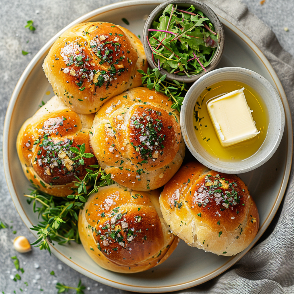 Soft Garlic and Herb Dinner Rolls