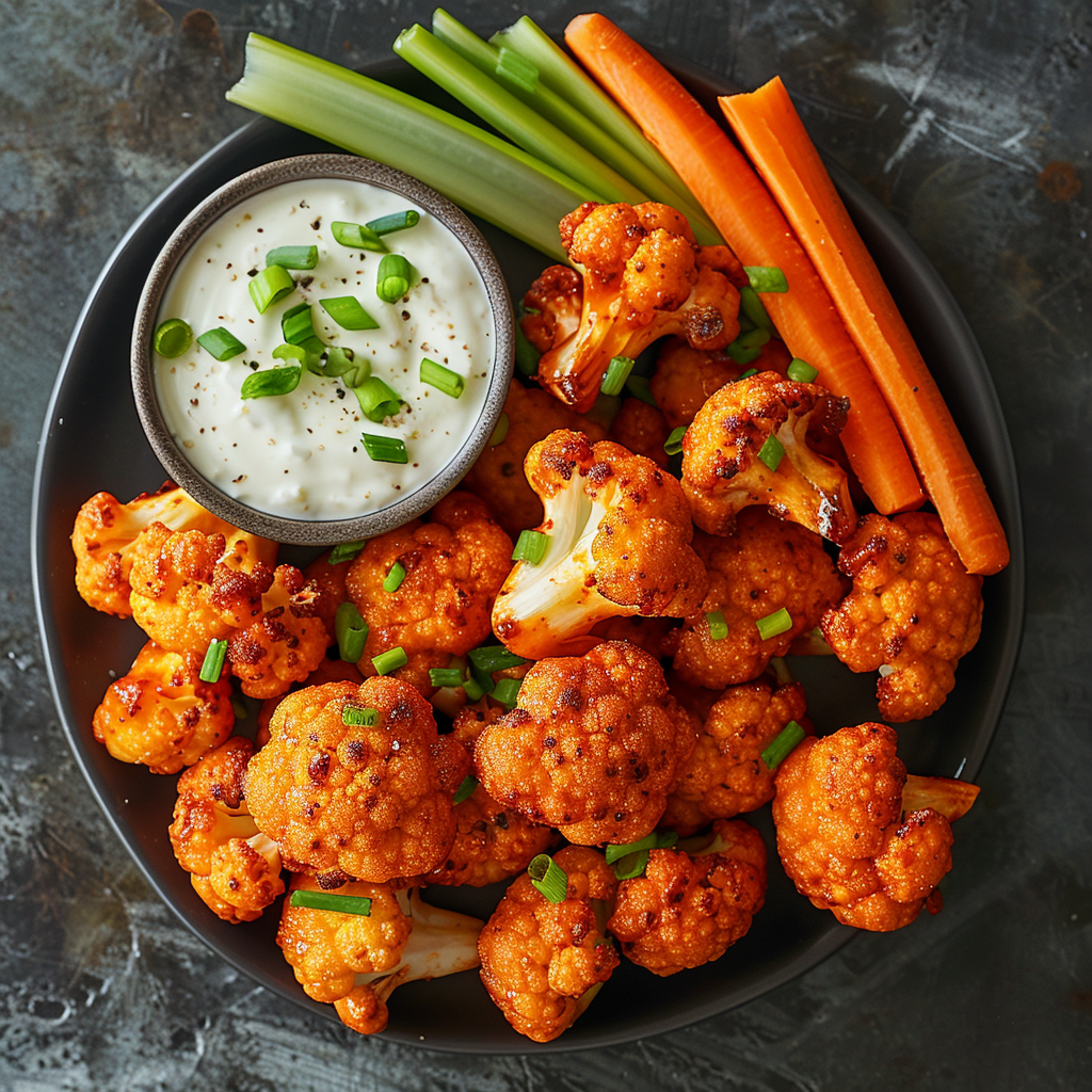 Spicy Buffalo Cauliflower Bites with Ranch Dip