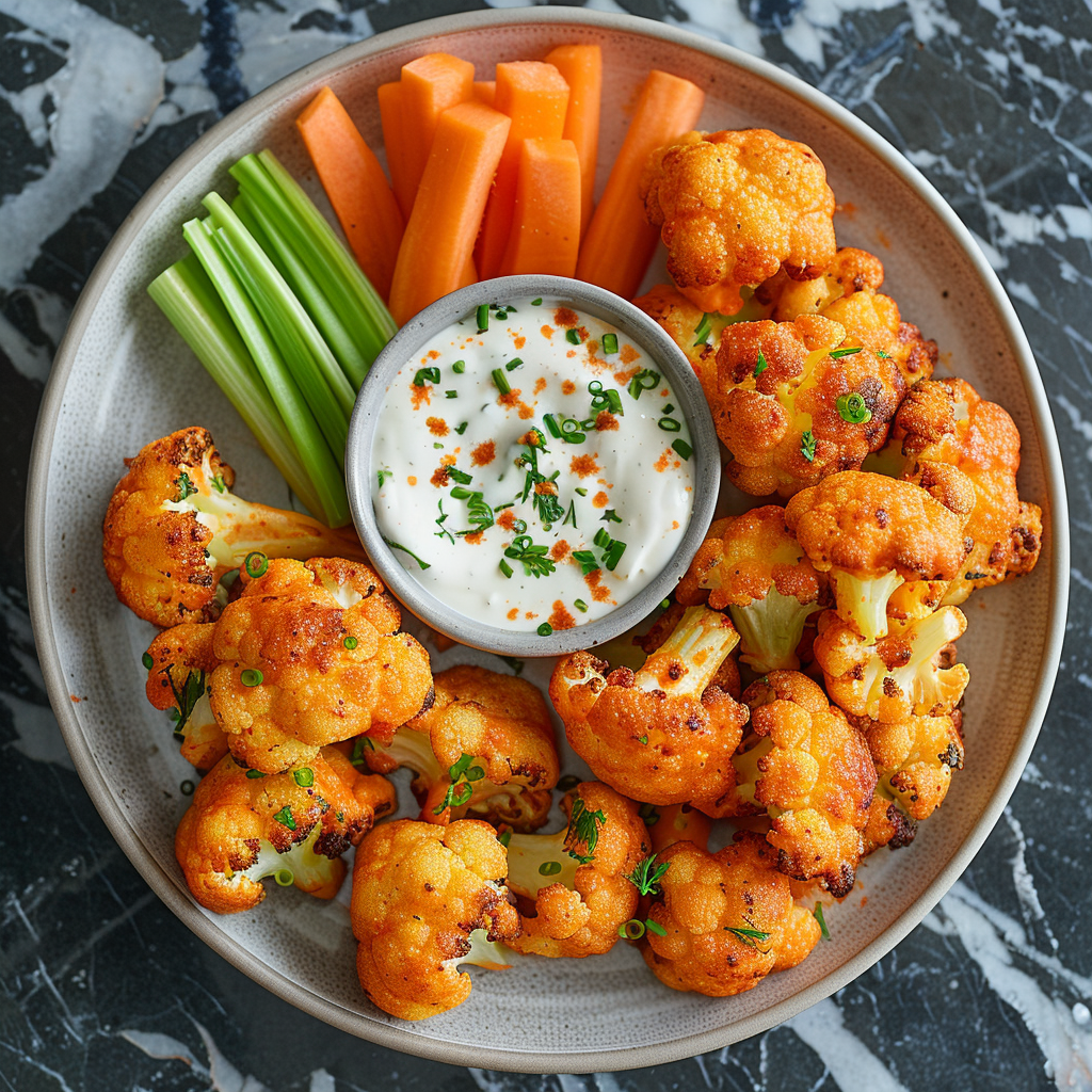 Spicy Buffalo Cauliflower Bites with Ranch Dip