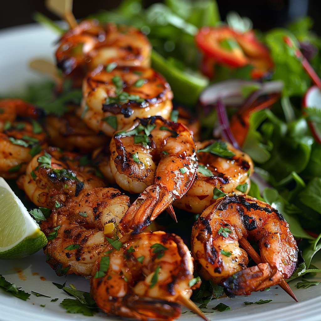 Spicy Grilled Shrimp Skewers with Lime