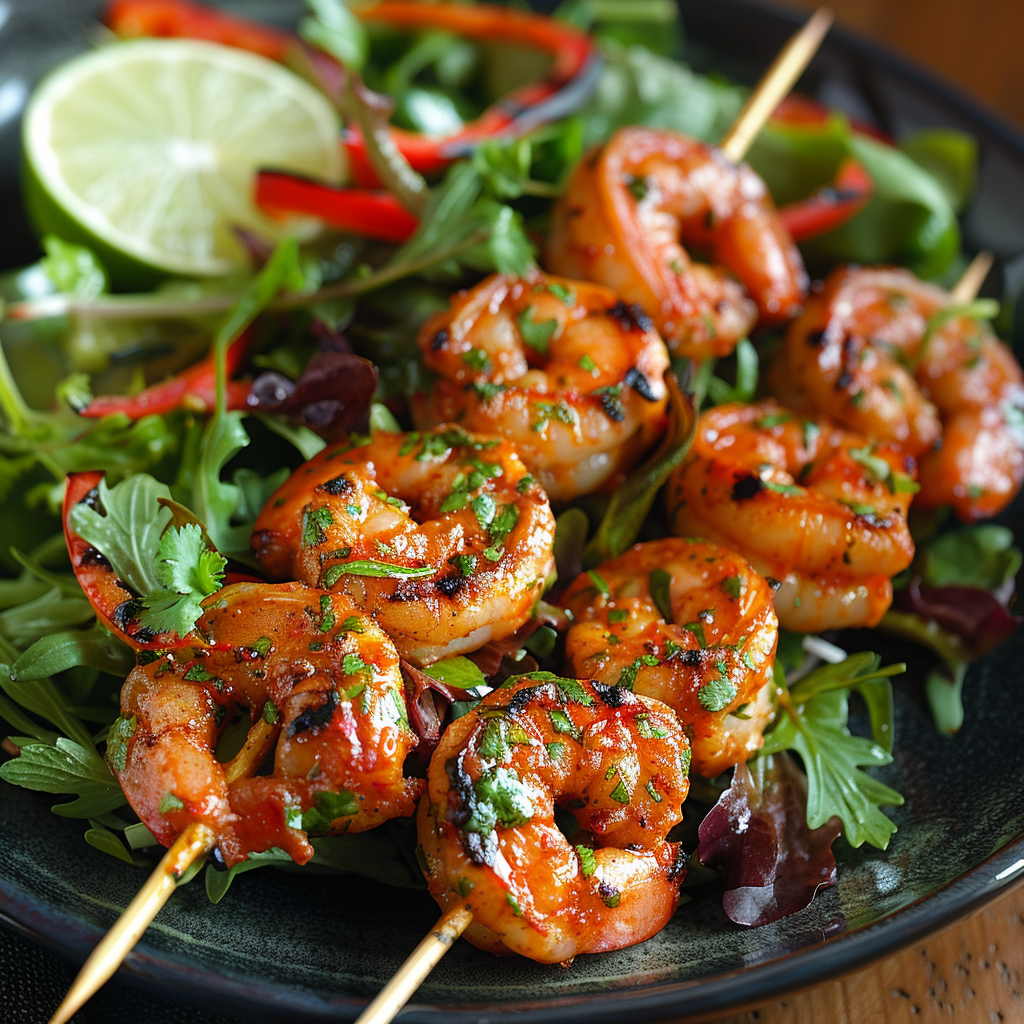 Spicy Grilled Shrimp Skewers with Lime