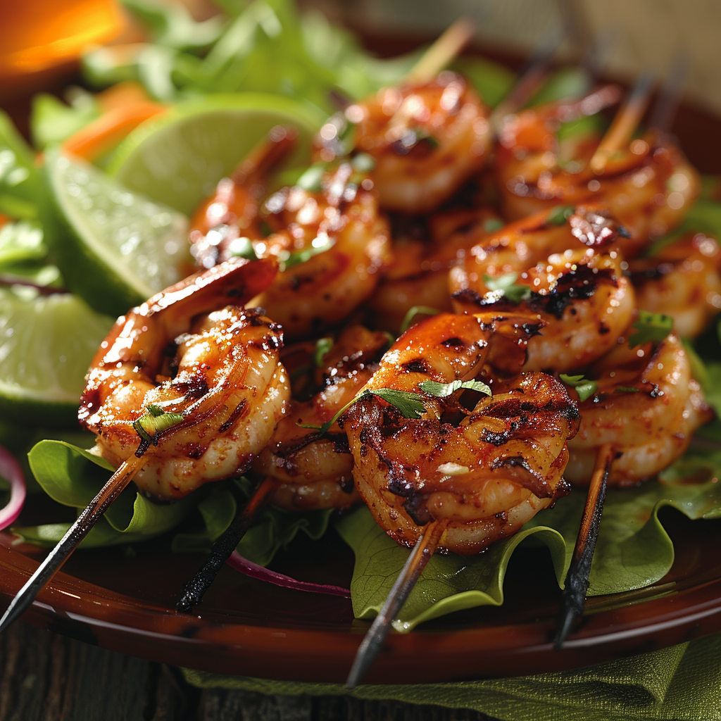 Spicy Grilled Shrimp Skewers with Lime