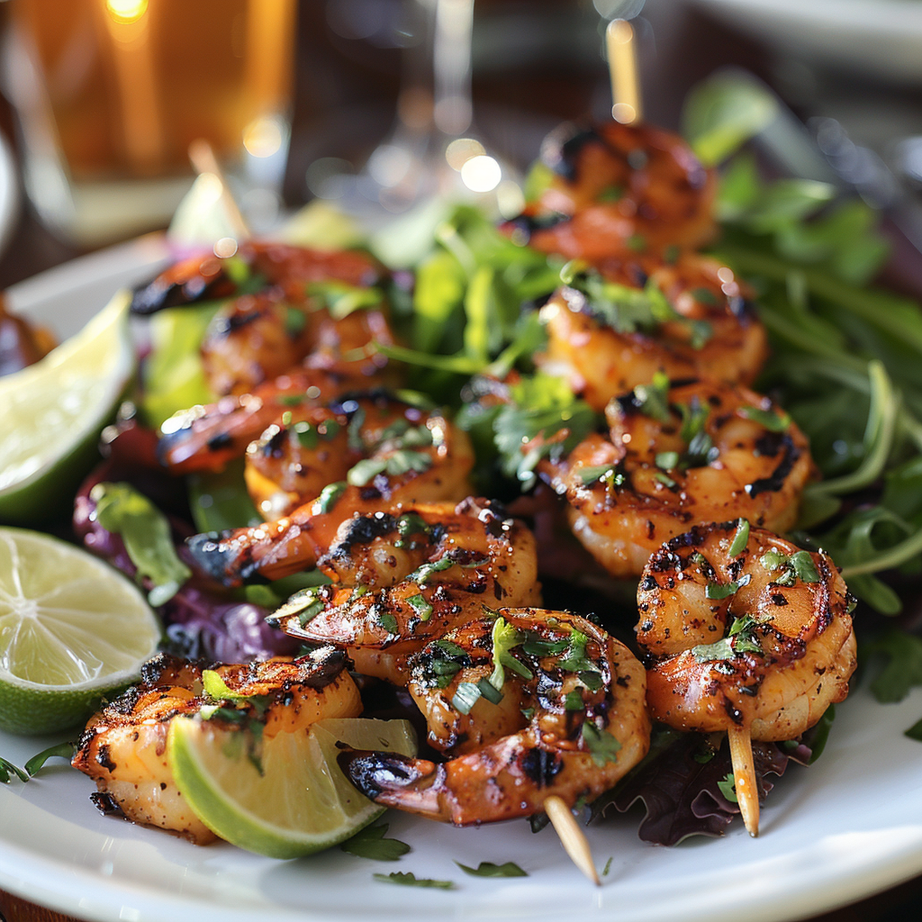 Spicy Grilled Shrimp Skewers with Lime