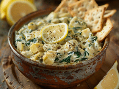 Spinach and Artichoke Dip with Crackers: Irresistible Party Favorite