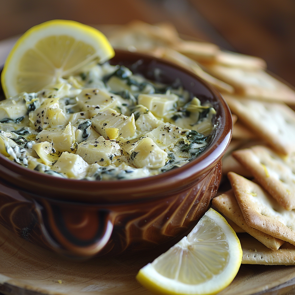 Spinach and Artichoke Dip with Crackers