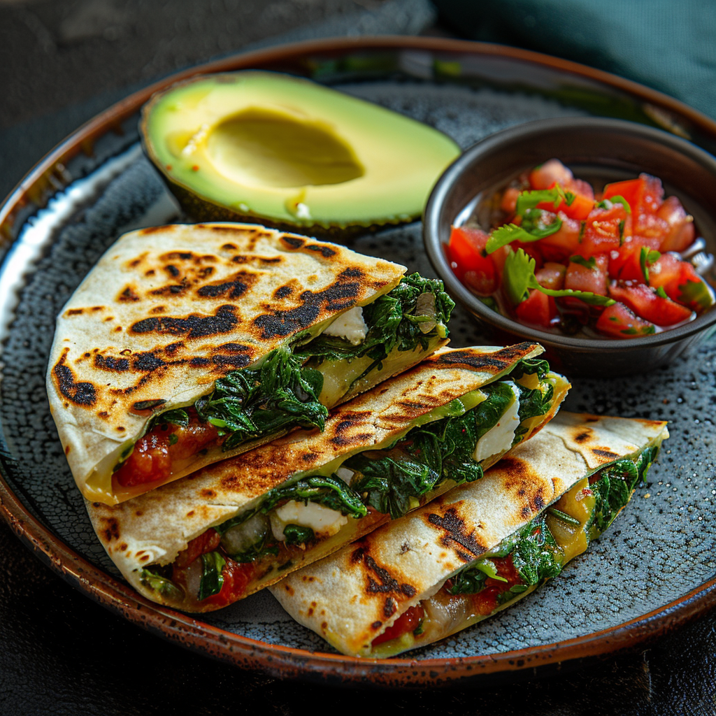 Spinach and Feta Breakfast Quesadilla